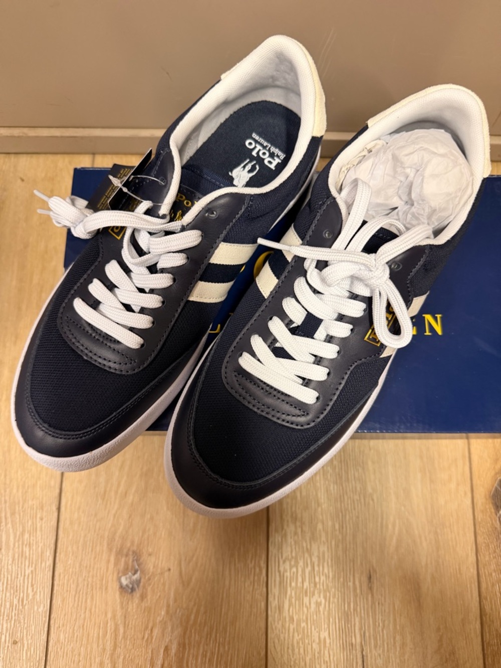 Polo by Ralph Lauren Navy & White Low-Top Sneakers